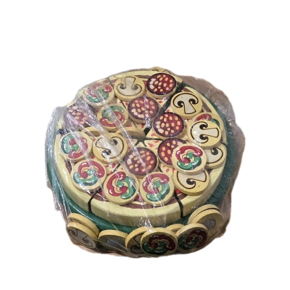 Melissa & Doug Wooden Pizza Cutter and Spatula - Red and Natural